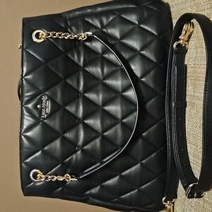 Kate Spade Carey Quilted Smooth Leather Large Tote w Crossbody Strap& Gold Chain